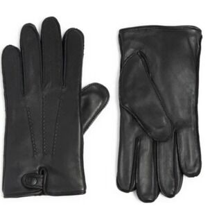 UGG Metisse Tabbed Vent Tech Soft Stretch‎ Leather Gloves, BLACK, Large, NWT